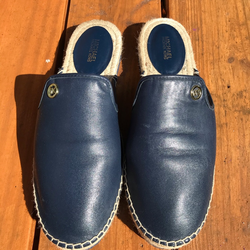 MICHAEL Michael Kors Navy Leather Espadrille Mules